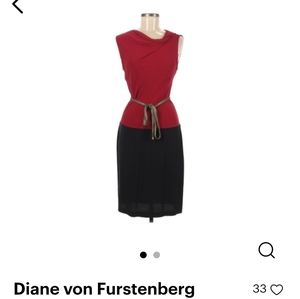 DIANE VON FURSTENBERG Silk Sheath Dress Red/Black